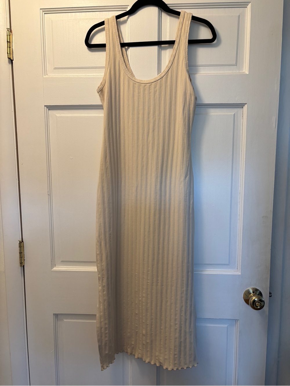 Sleeveless Ribbed Maxi Dress in Cream
